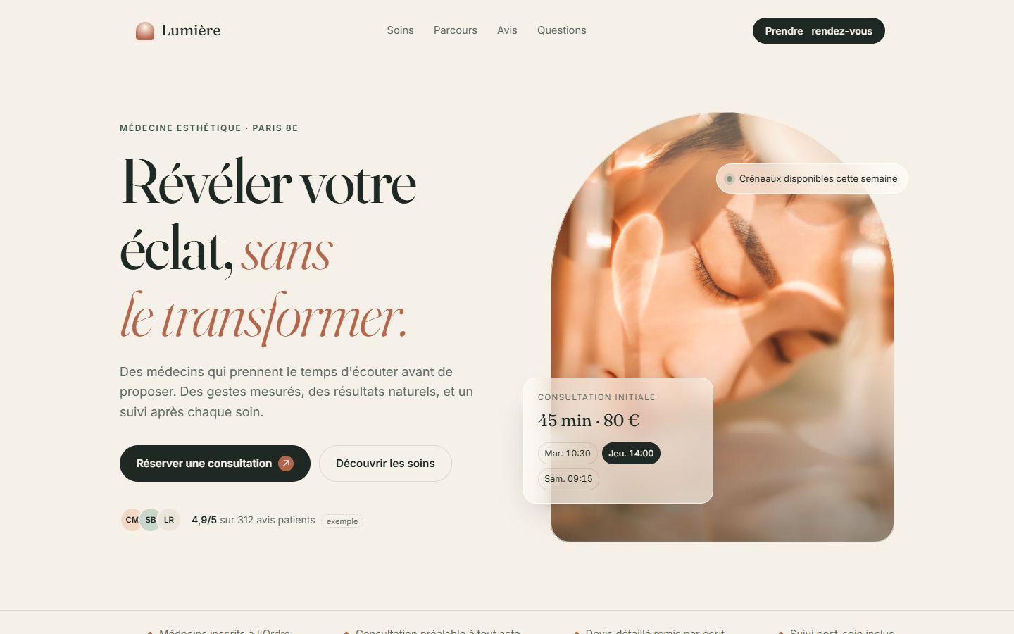 Aperçu du site Clinique Lumière